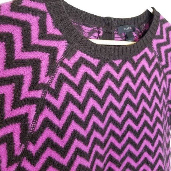J.Crew Womens L Purple Zigzag Print Crew Neck Shor - Picture 6 of 10